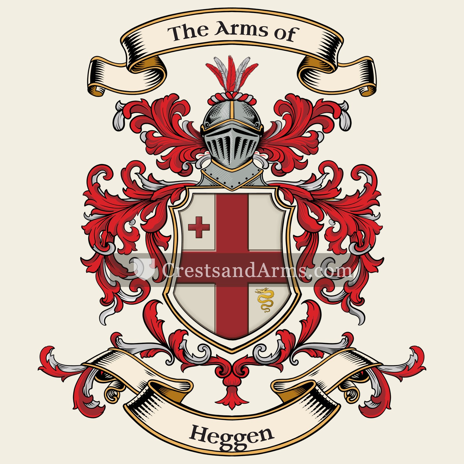 The Heggen coat of arms, drawn from the recorded blazon
