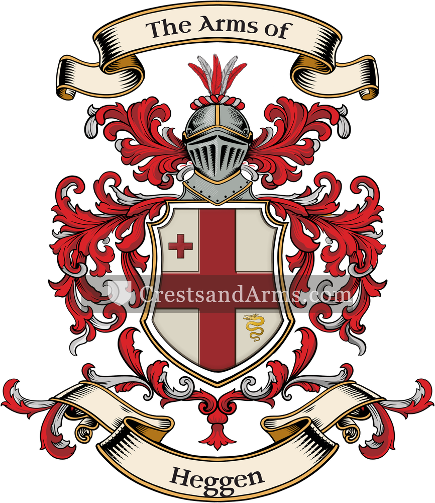 The Heggen coat of arms, drawn from the recorded blazon