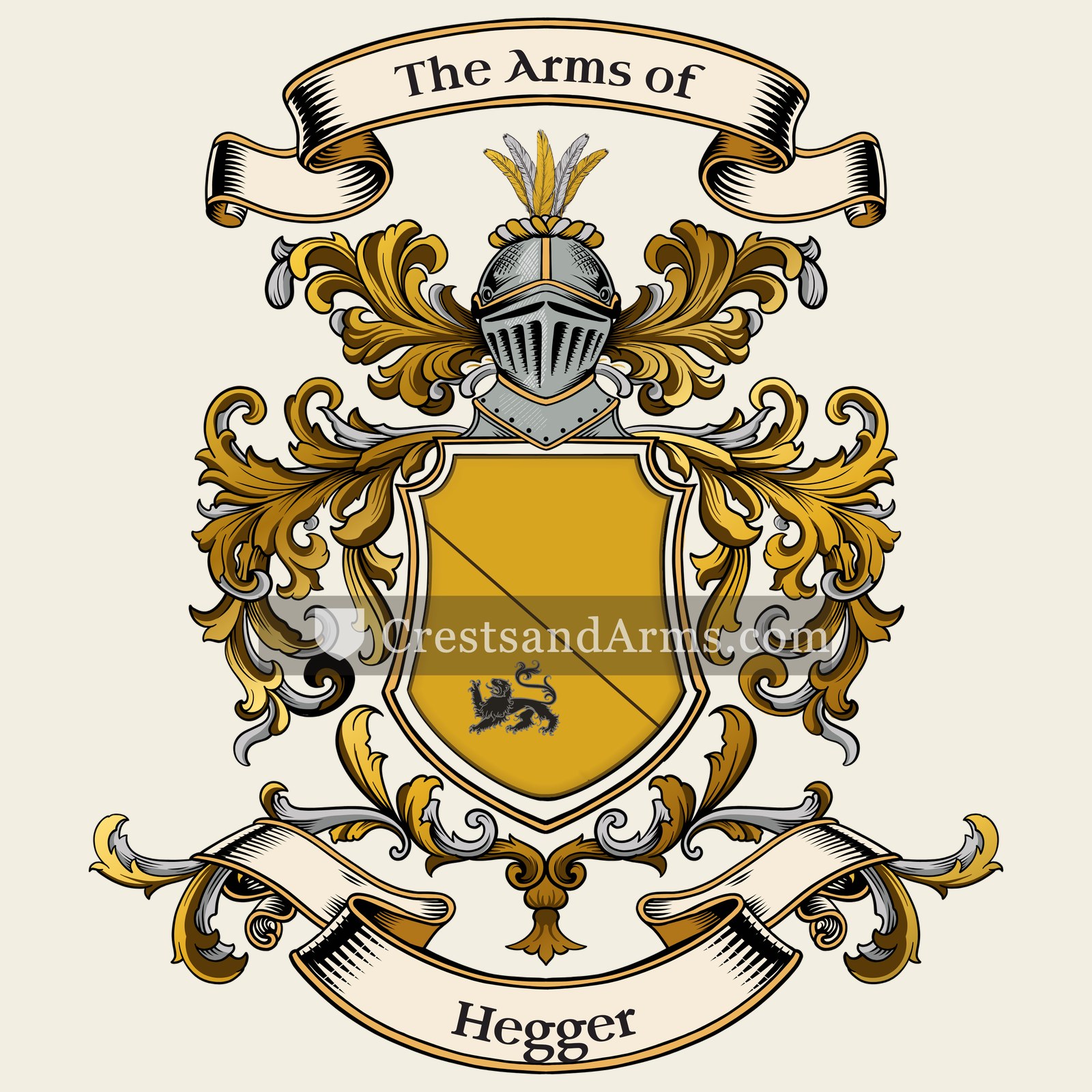 The Hegger coat of arms, drawn from the recorded blazon