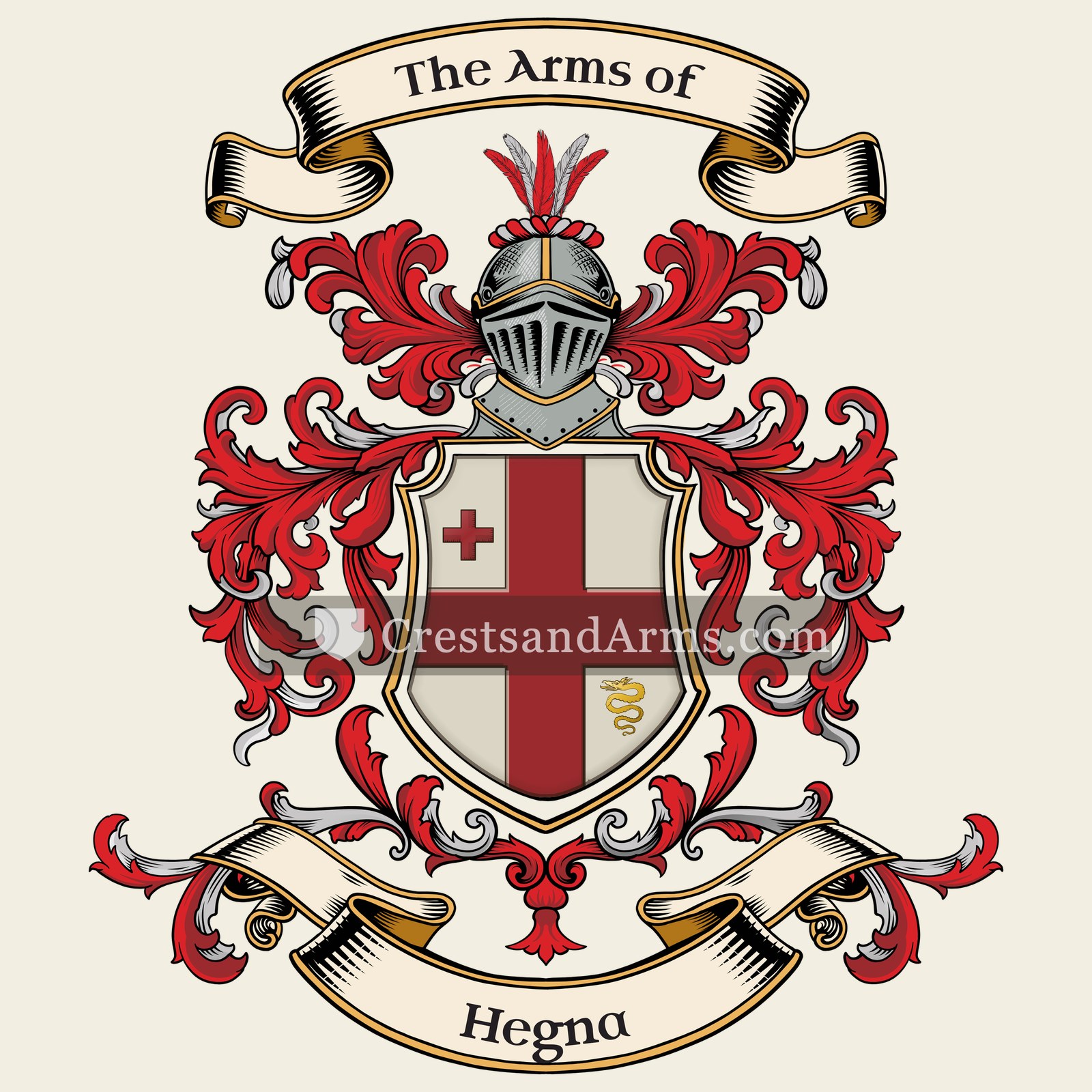 The Hegna coat of arms, drawn from the recorded blazon