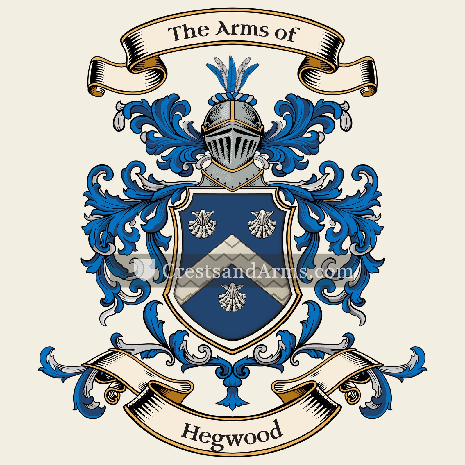 The Hegwood coat of arms, drawn from the recorded blazon