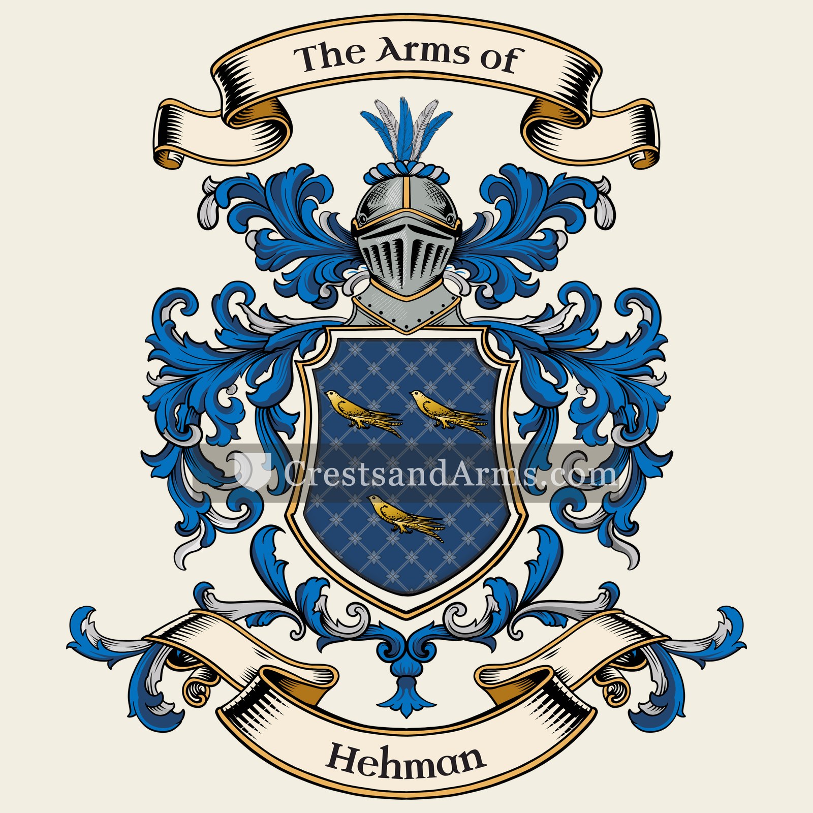 The Hehman coat of arms, drawn from the recorded blazon