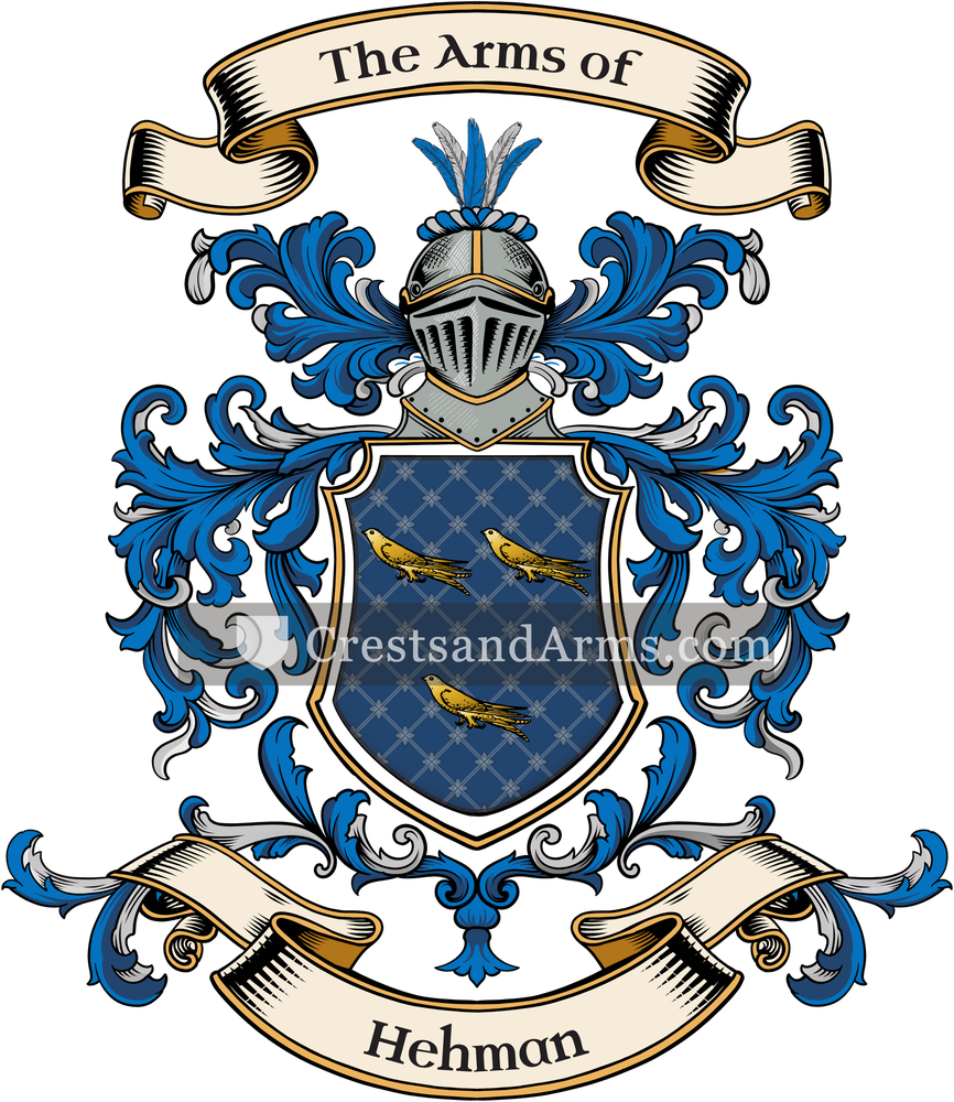 The Hehman coat of arms, drawn from the recorded blazon