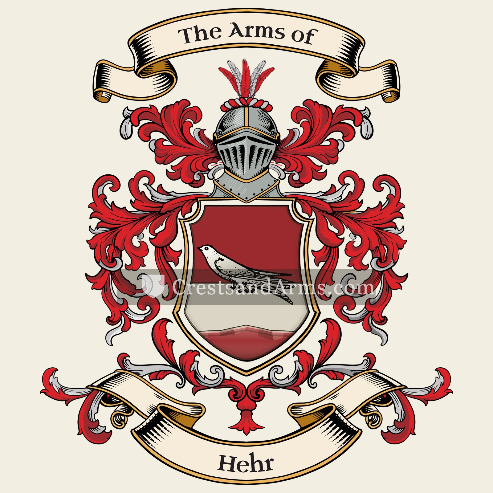 The Hehr coat of arms, drawn from the recorded blazon