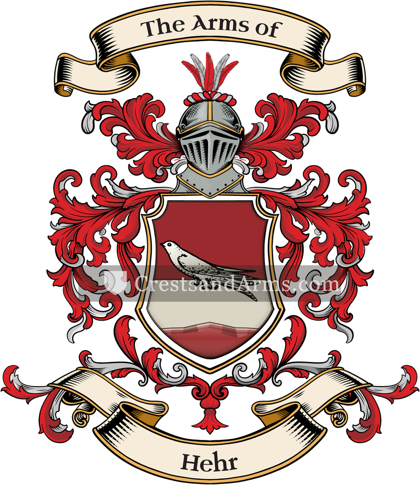 The Hehr coat of arms, drawn from the recorded blazon