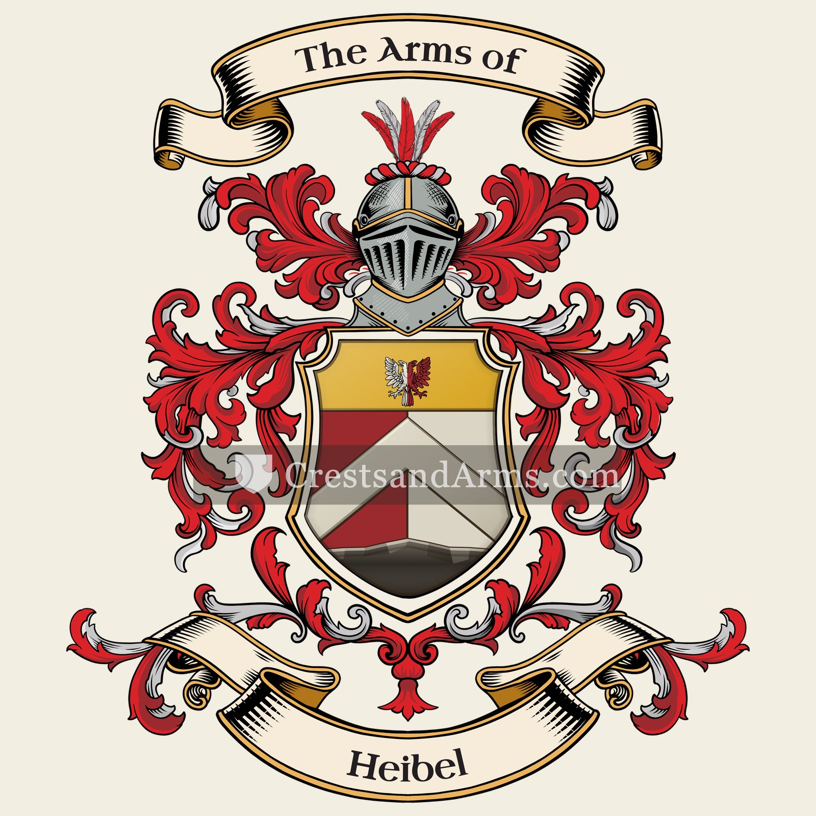 The Heibel coat of arms, drawn from the recorded blazon