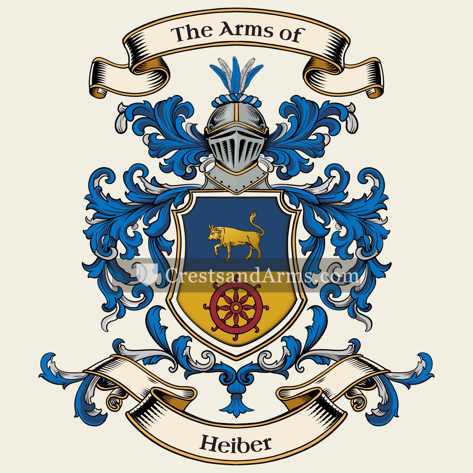 The Heiber coat of arms, drawn from the recorded blazon