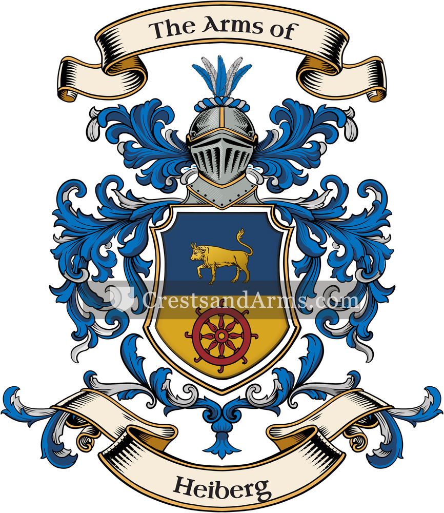 The Heiberg coat of arms, drawn from the recorded blazon