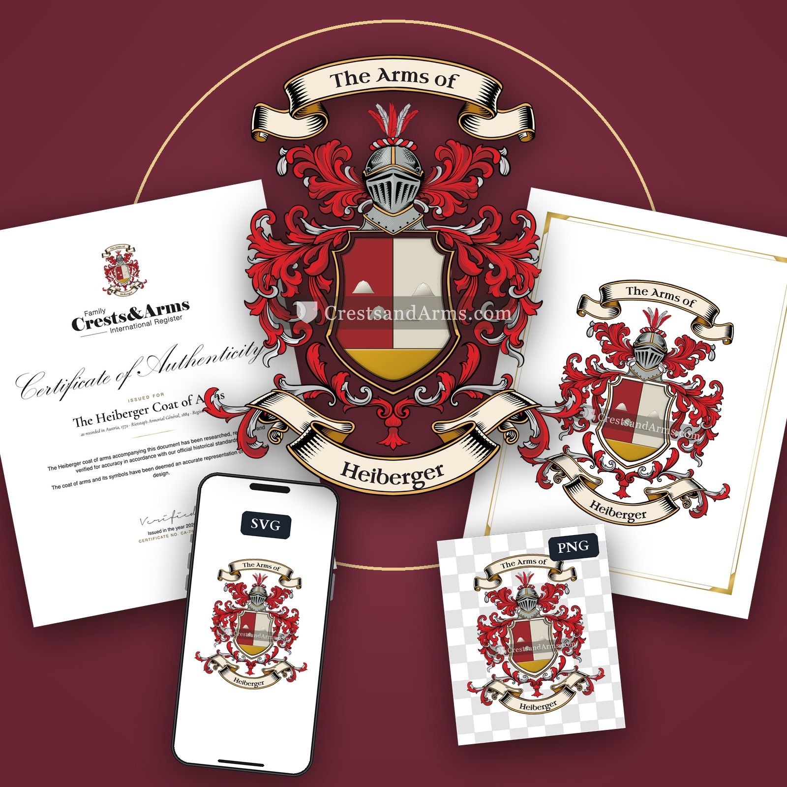 The Heiberger arms on the coat of arms — digital pack