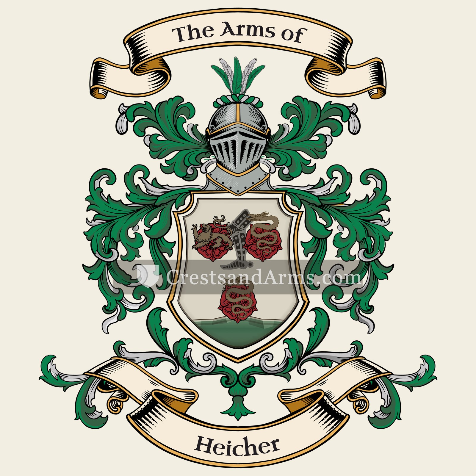 The Heicher coat of arms, drawn from the recorded blazon