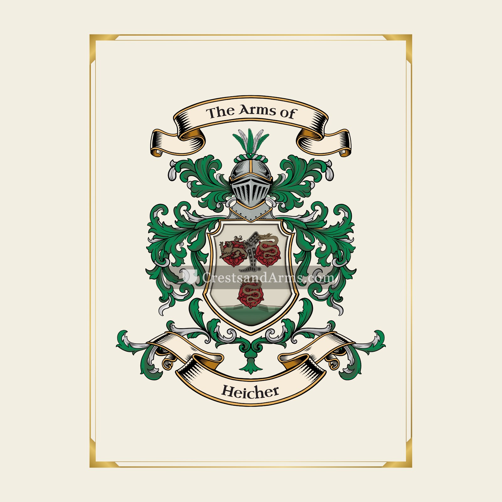 With gold border