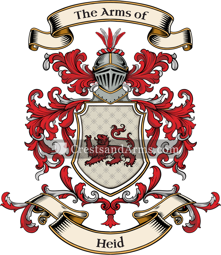 The Heid coat of arms, drawn from the recorded blazon