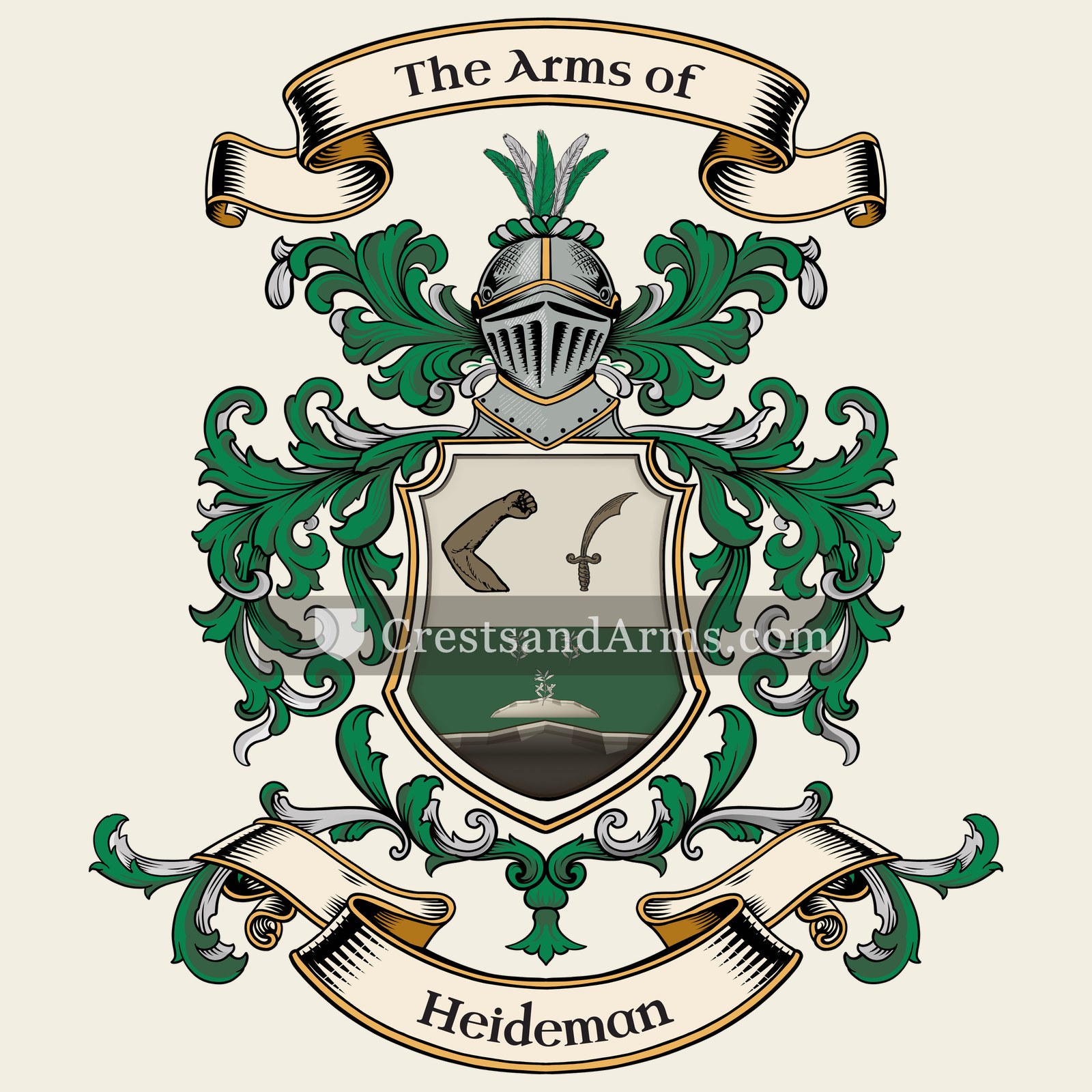 The Heideman coat of arms, drawn from the recorded blazon