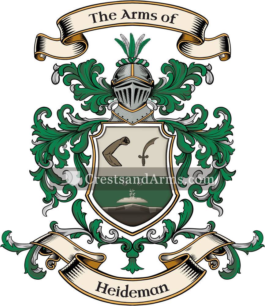 The Heideman coat of arms, drawn from the recorded blazon