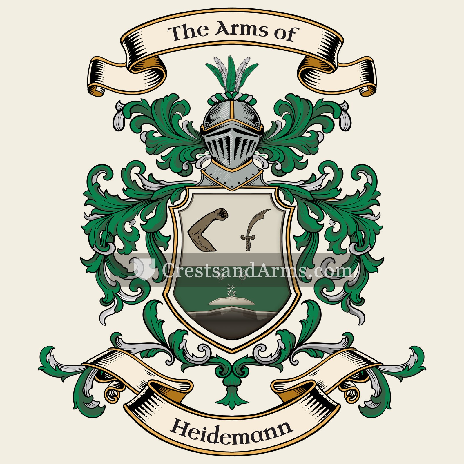 The Heidemann coat of arms, drawn from the recorded blazon