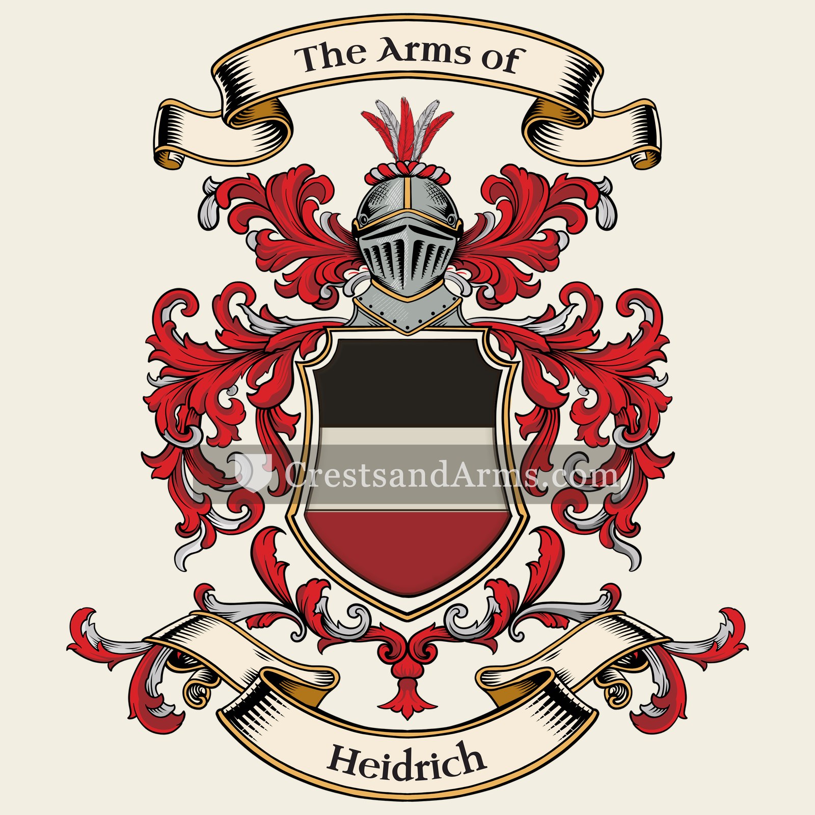 The Heidrich coat of arms, drawn from the recorded blazon