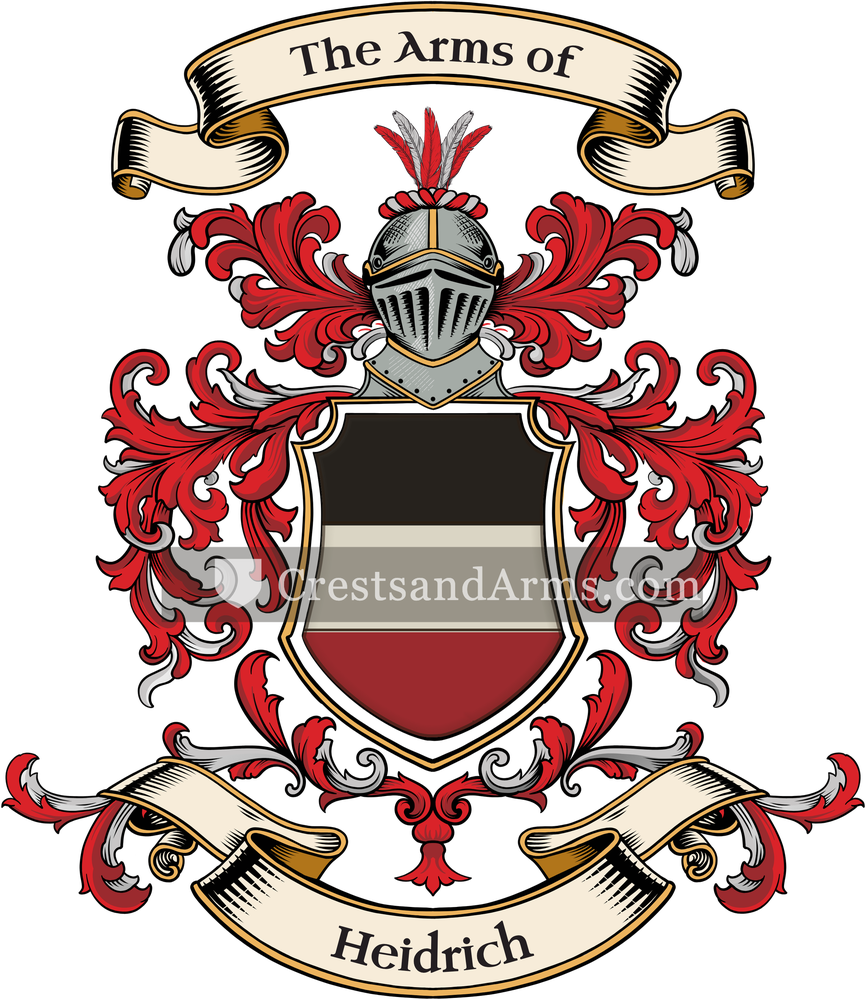The Heidrich coat of arms, drawn from the recorded blazon