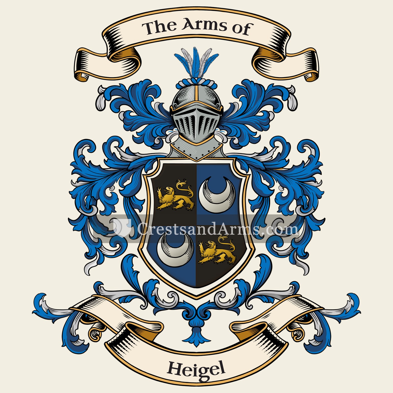 The Heigel coat of arms, drawn from the recorded blazon