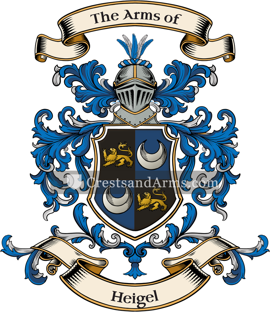 The Heigel coat of arms, drawn from the recorded blazon