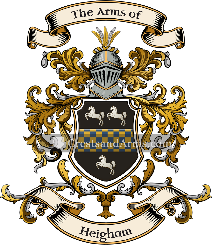 The Heigham coat of arms, drawn from the recorded blazon