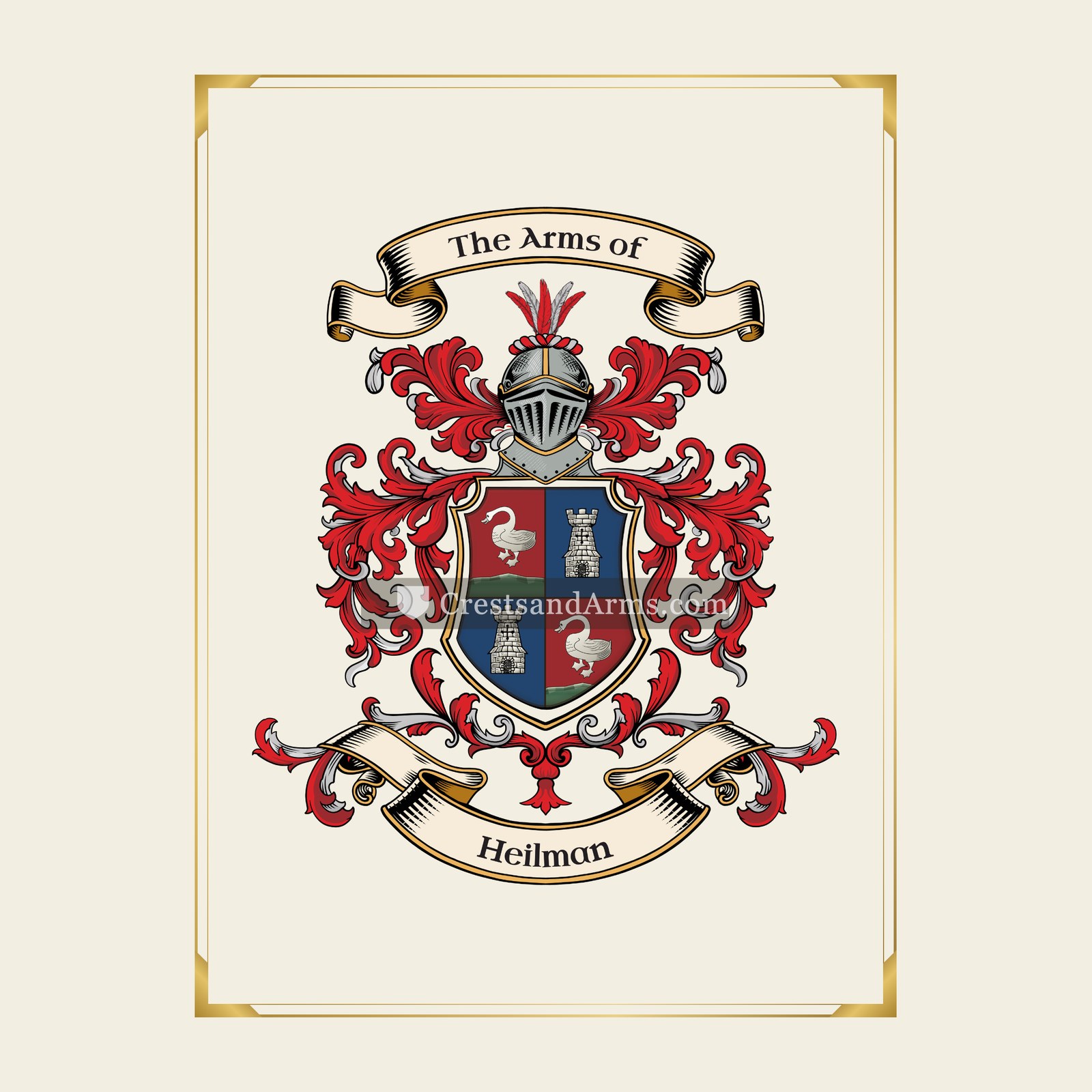 With gold border