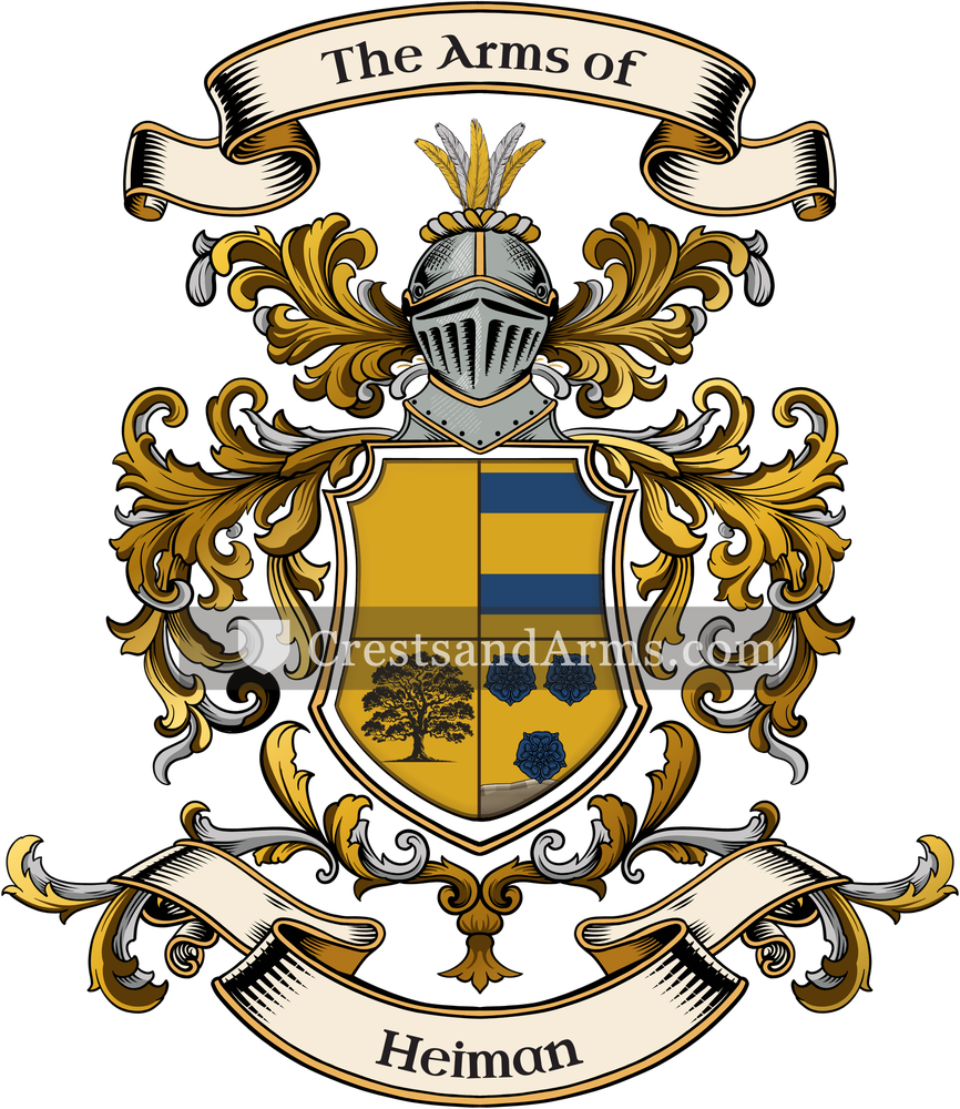 The Heiman coat of arms, drawn from the recorded blazon