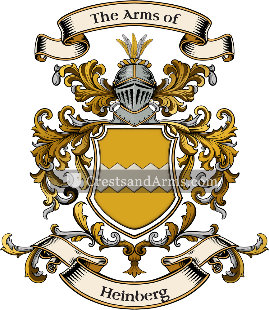 The Heinberg coat of arms, drawn from the recorded blazon