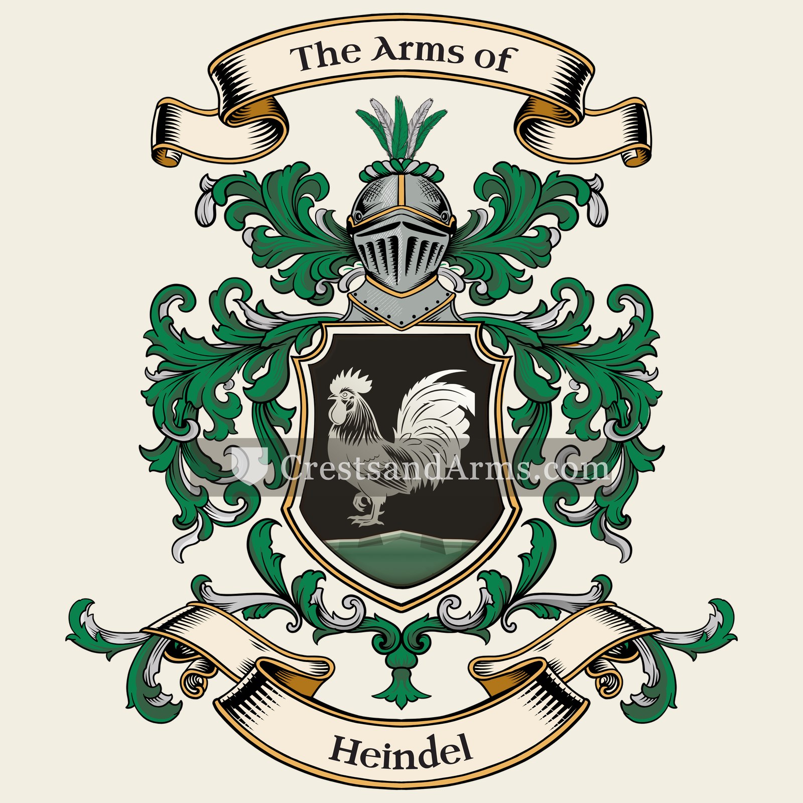 The Heindel coat of arms, drawn from the recorded blazon