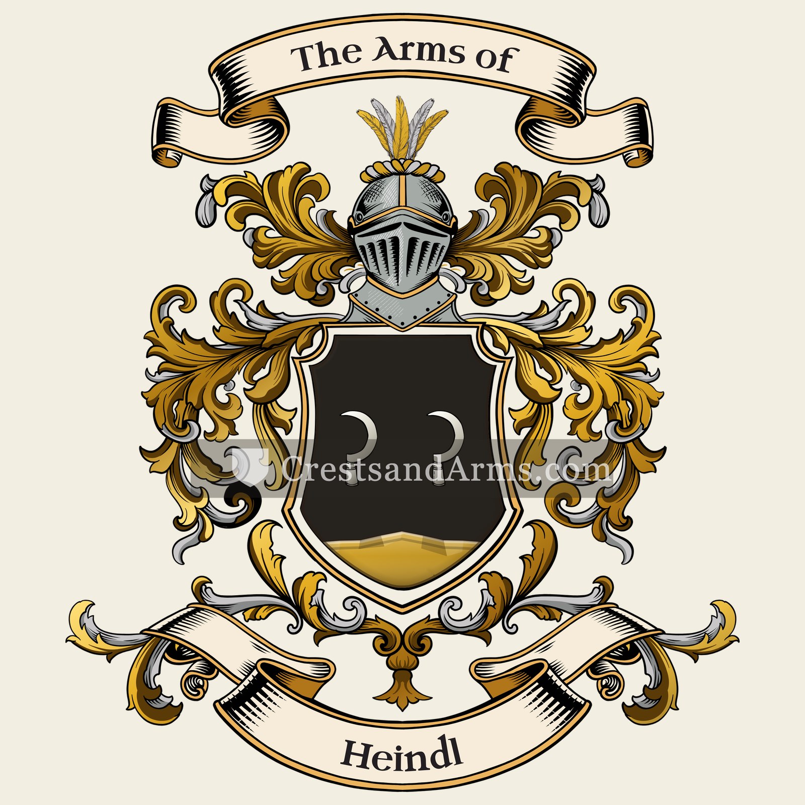 The Heindl coat of arms, drawn from the recorded blazon