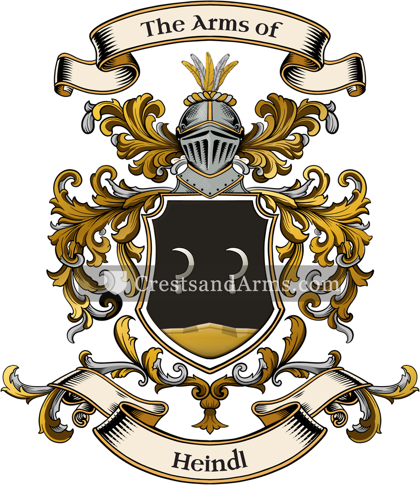 The Heindl coat of arms, drawn from the recorded blazon