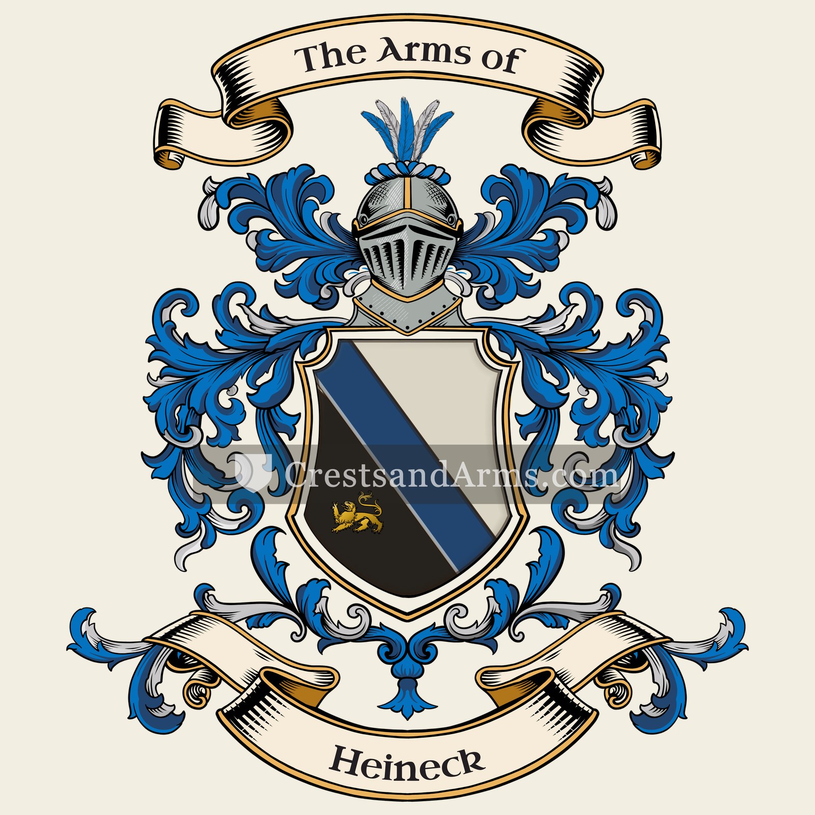 The Heineck coat of arms, drawn from the recorded blazon