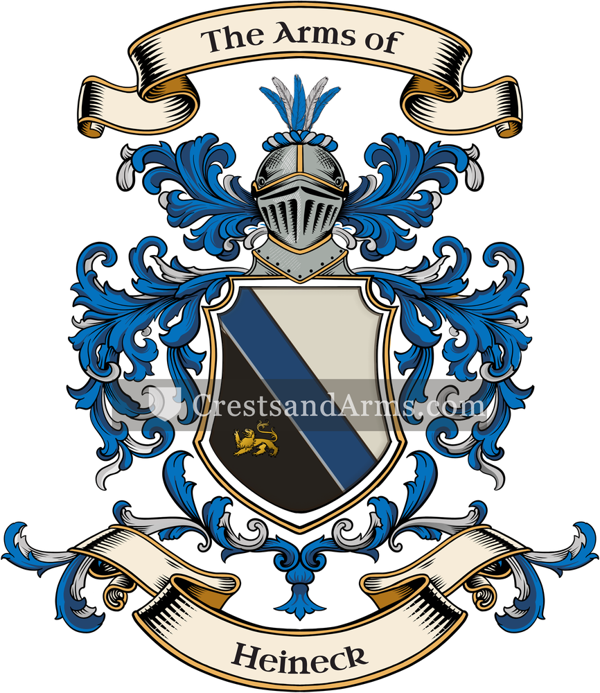 The Heineck coat of arms, drawn from the recorded blazon