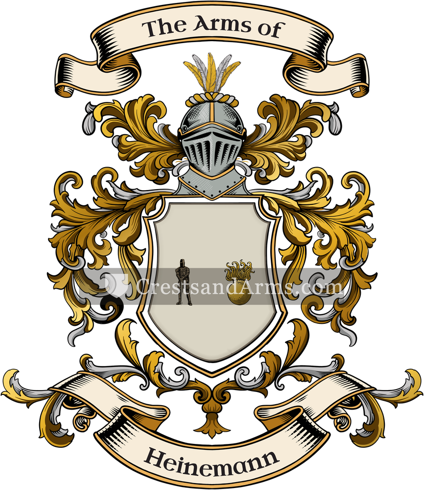 The Heinemann coat of arms, drawn from the recorded blazon