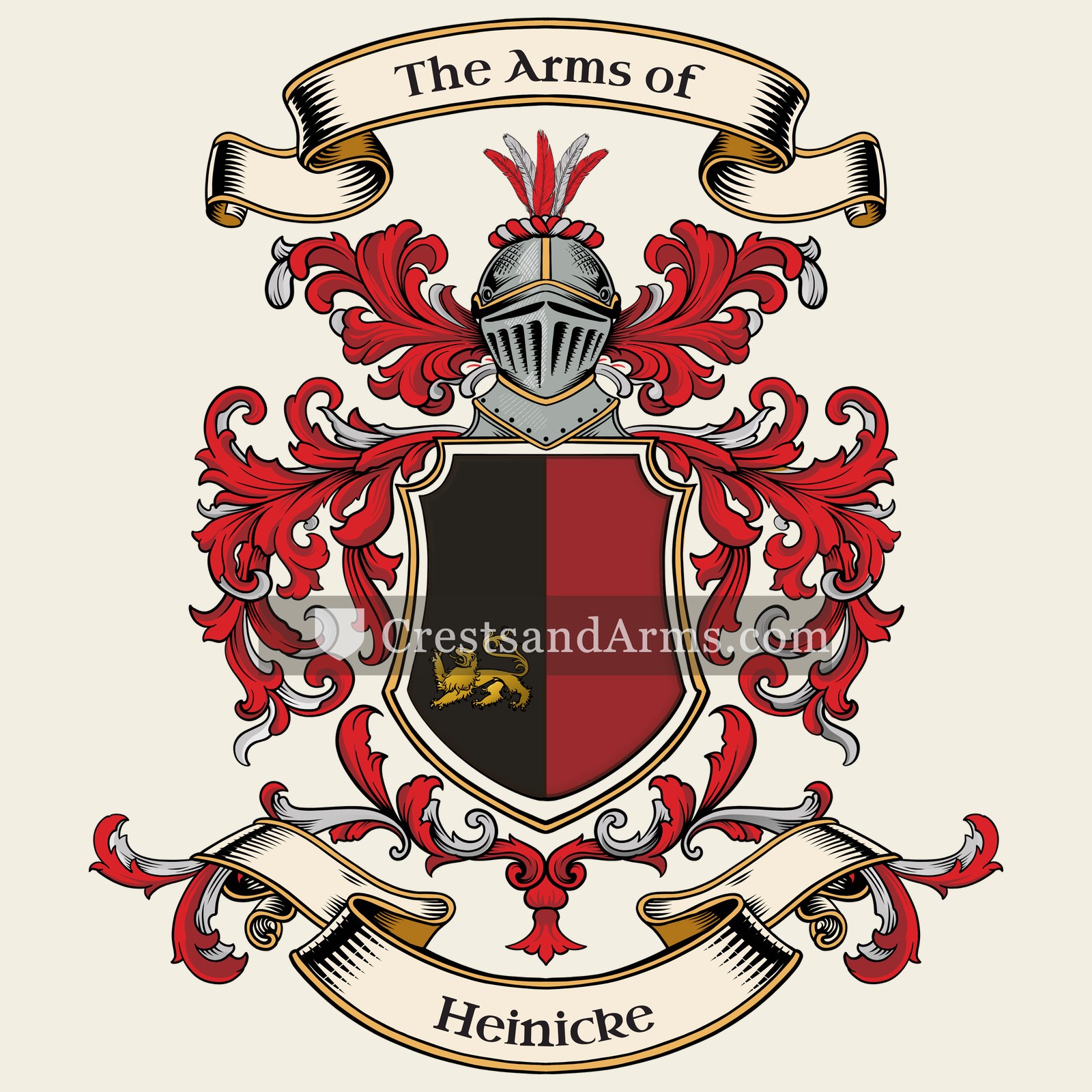 The Heinicke coat of arms, drawn from the recorded blazon