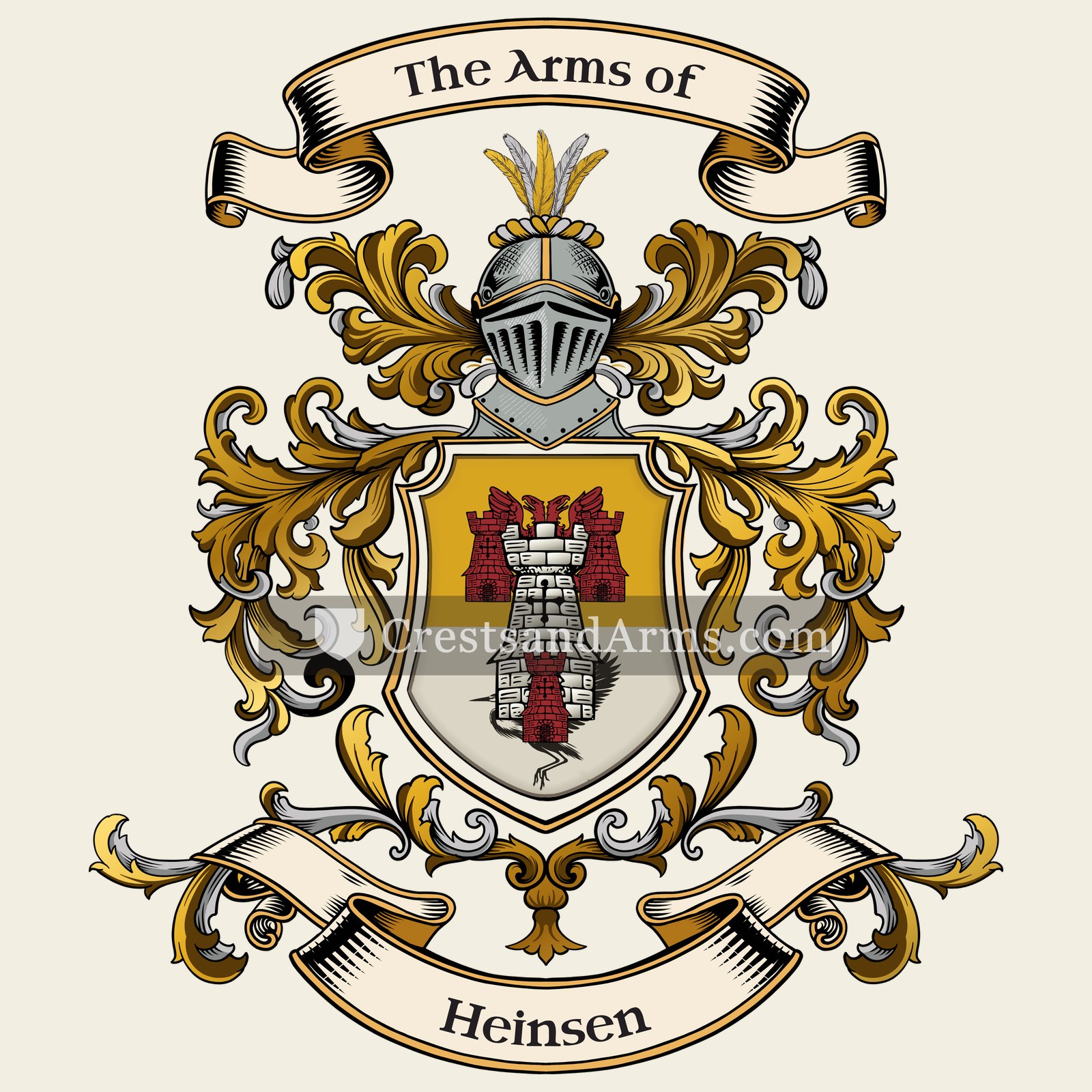 The Heinsen coat of arms, drawn from the recorded blazon
