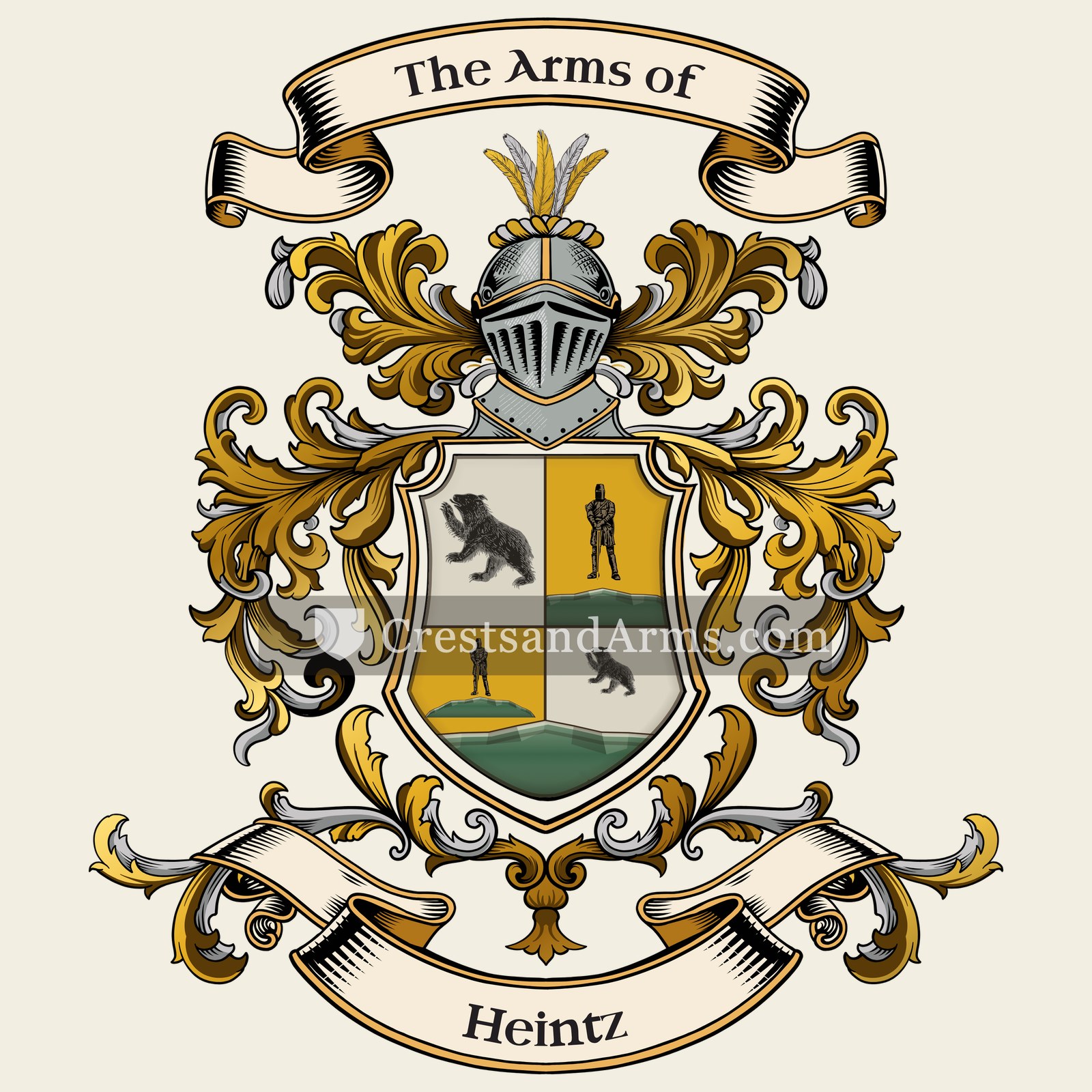 The Heintz coat of arms, drawn from the recorded blazon