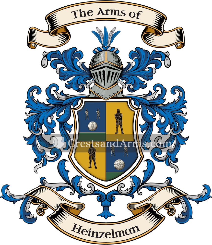 The Heinzelman coat of arms, drawn from the recorded blazon