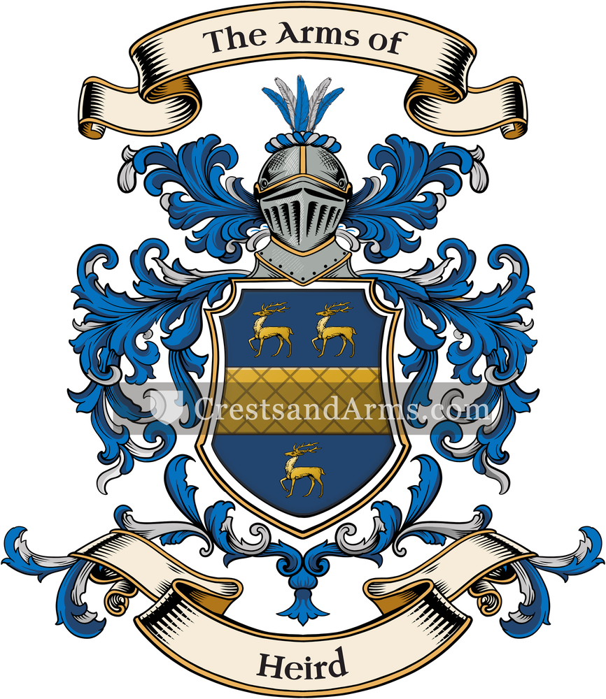 The Heird coat of arms, drawn from the recorded blazon