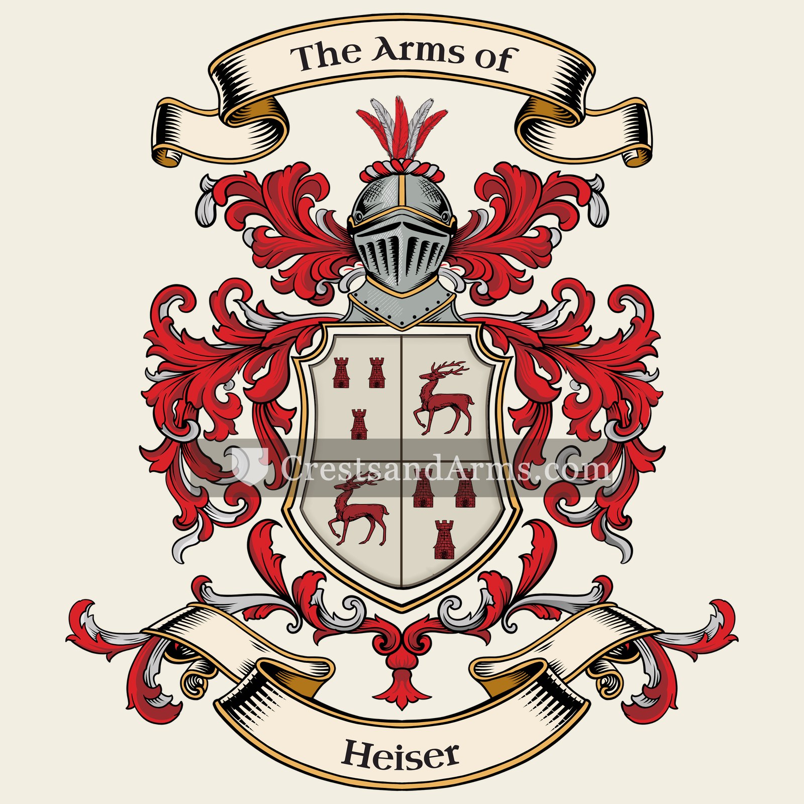 The Heiser coat of arms, drawn from the recorded blazon