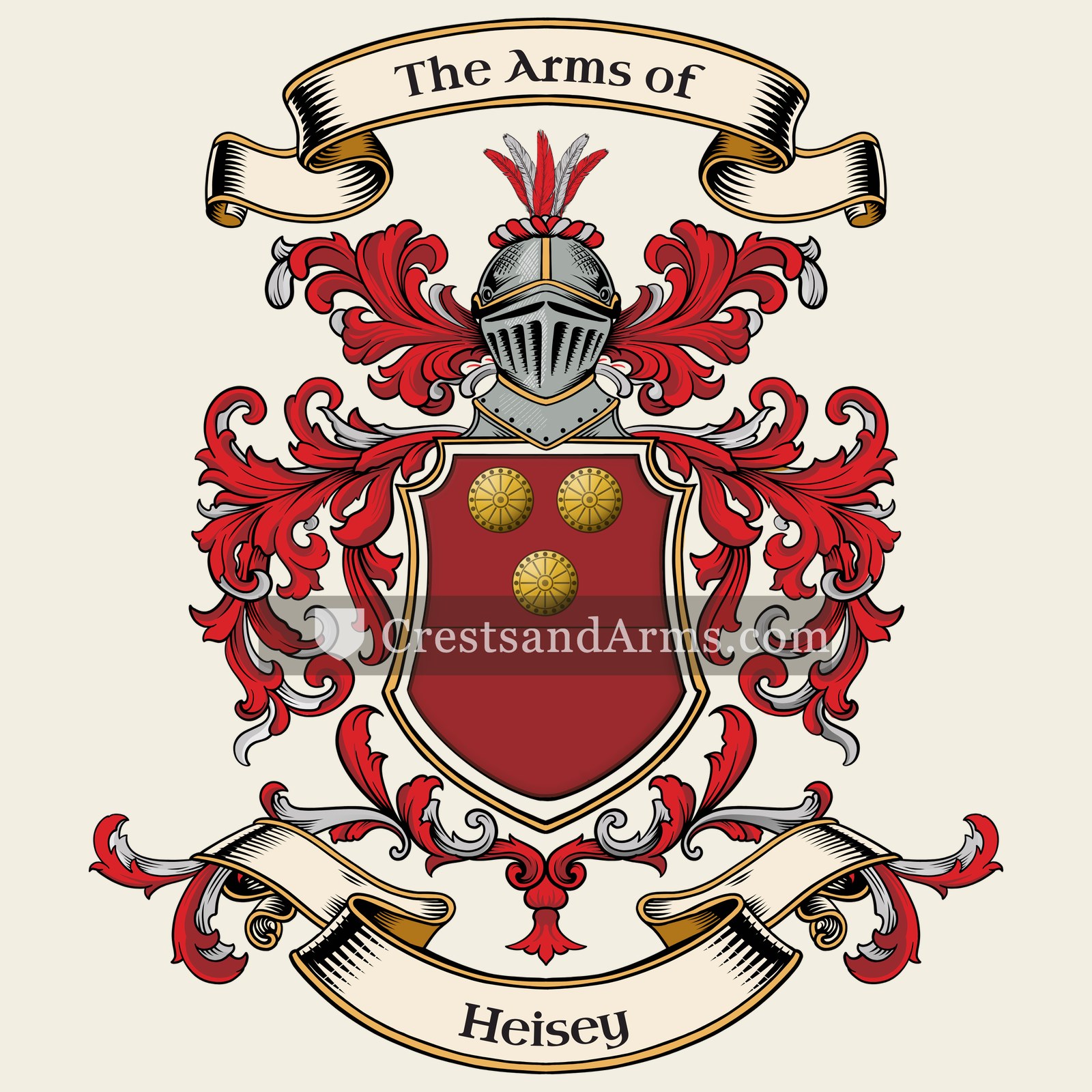 The Heisey coat of arms, drawn from the recorded blazon