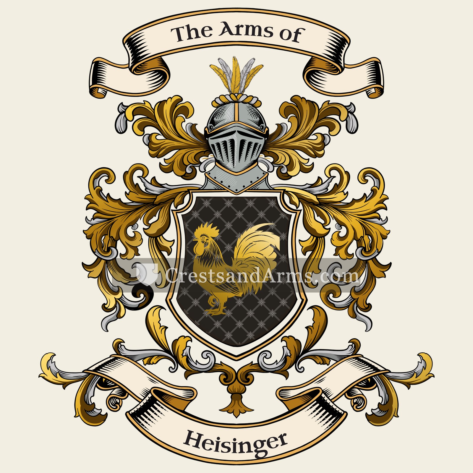The Heisinger coat of arms, drawn from the recorded blazon