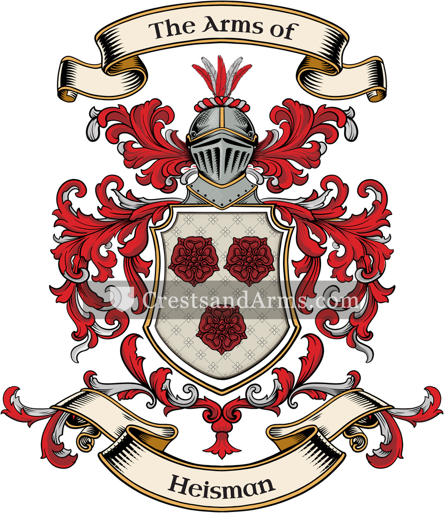 The Heisman coat of arms, drawn from the recorded blazon