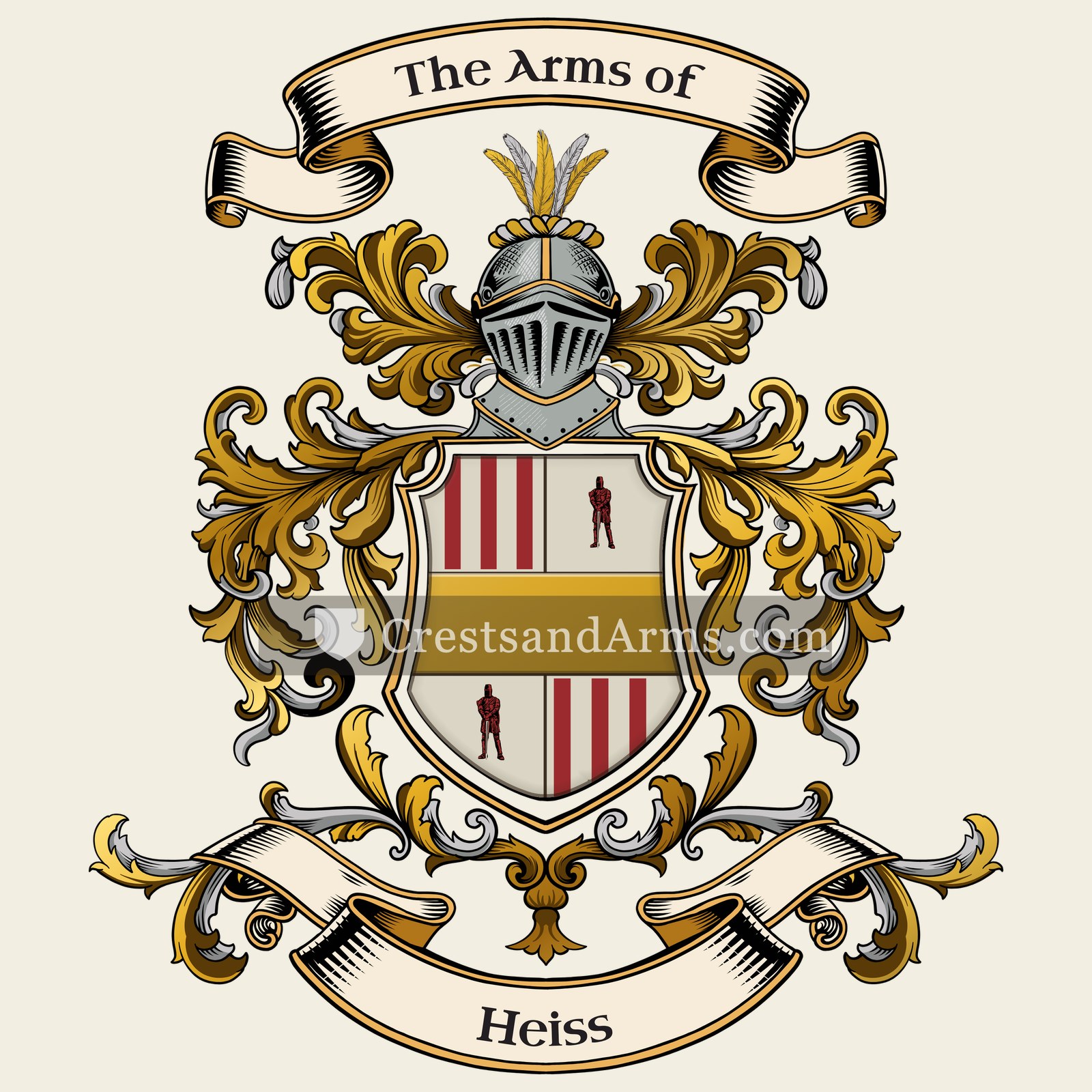 The Heiss coat of arms, drawn from the recorded blazon