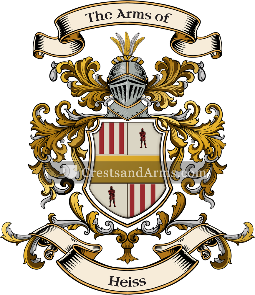 The Heiss coat of arms, drawn from the recorded blazon