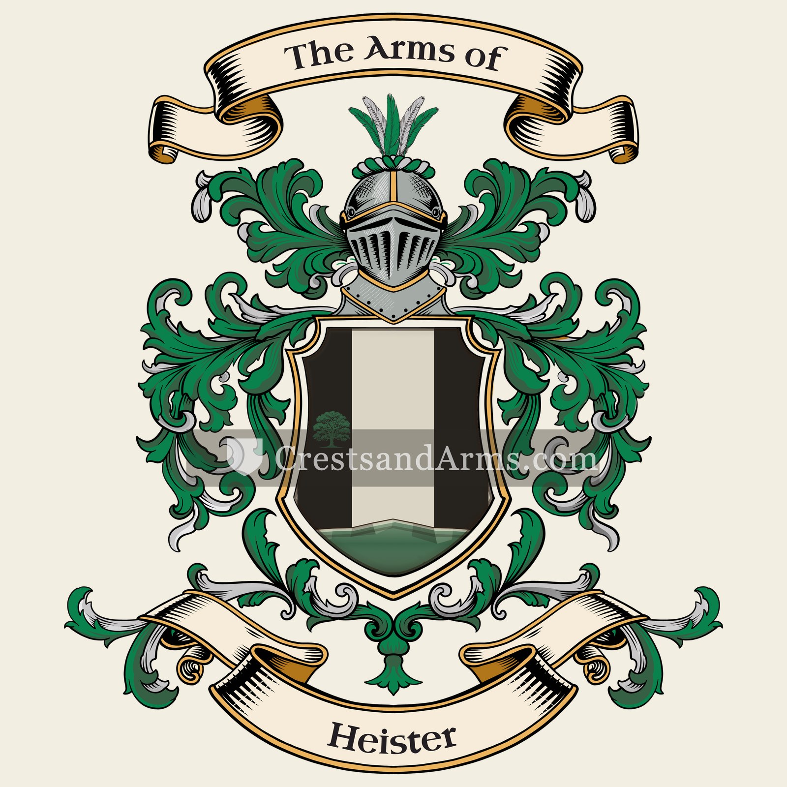 The Heister coat of arms, drawn from the recorded blazon