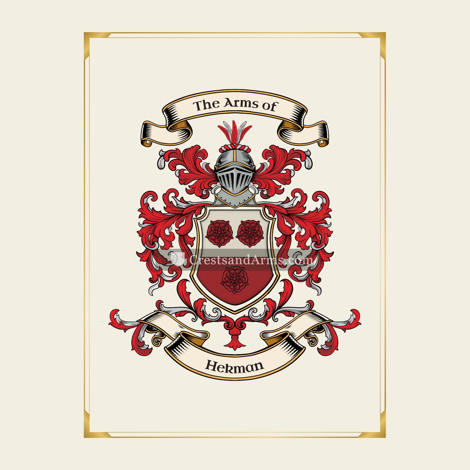 With gold border