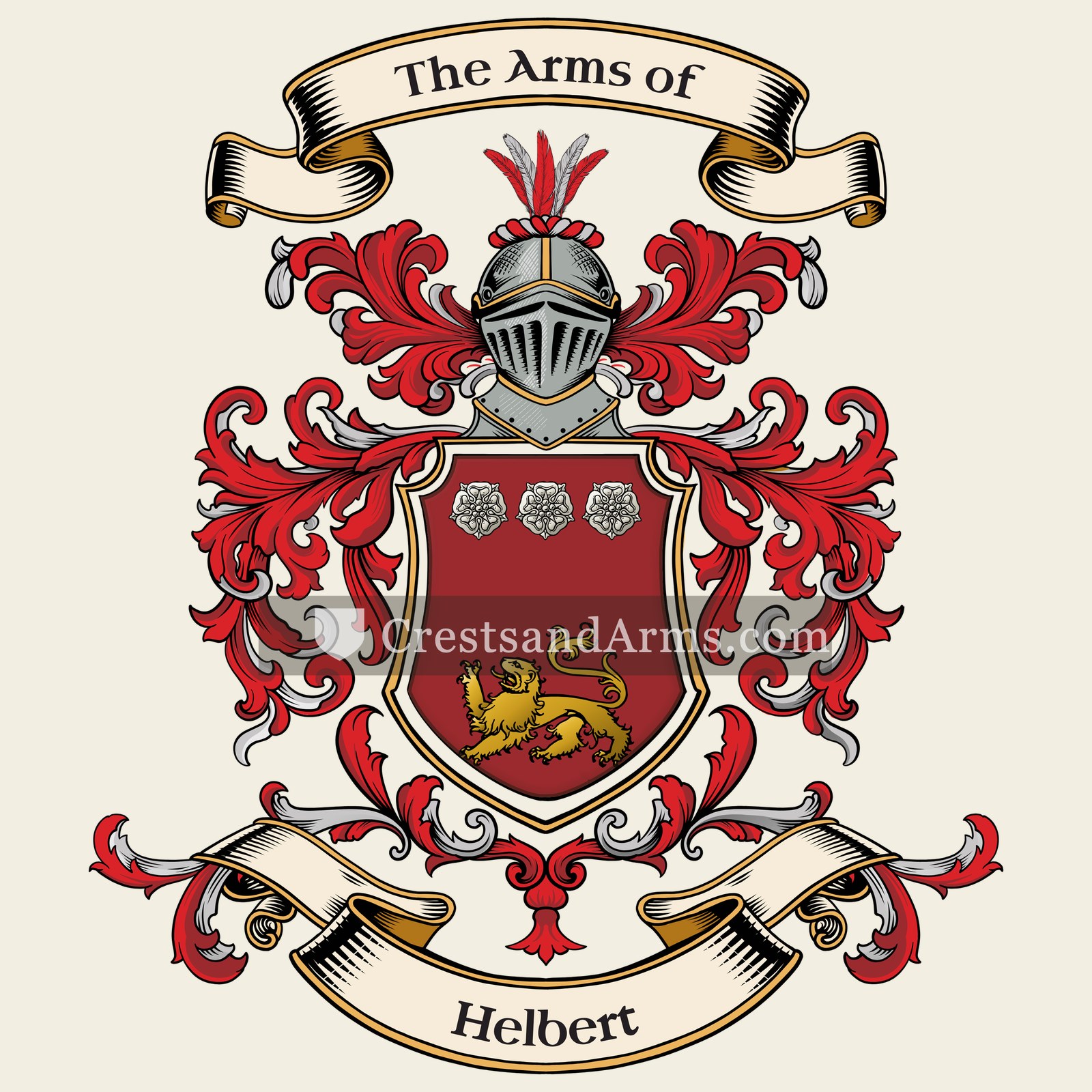 The Helbert coat of arms, drawn from the recorded blazon