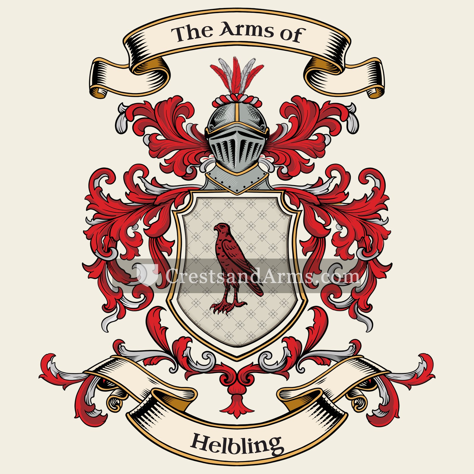 The Helbling coat of arms, drawn from the recorded blazon