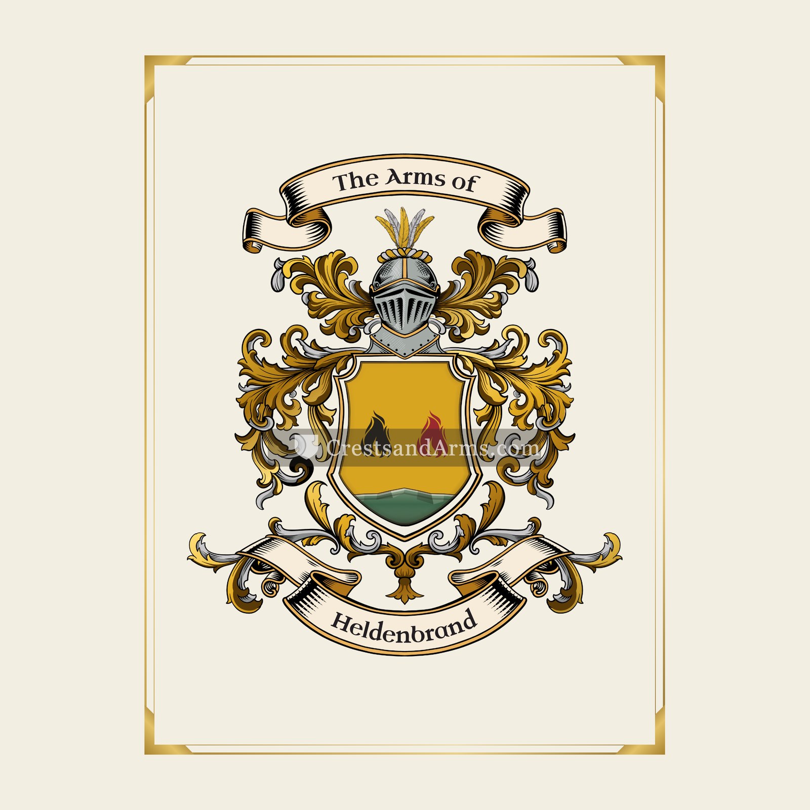 With gold border