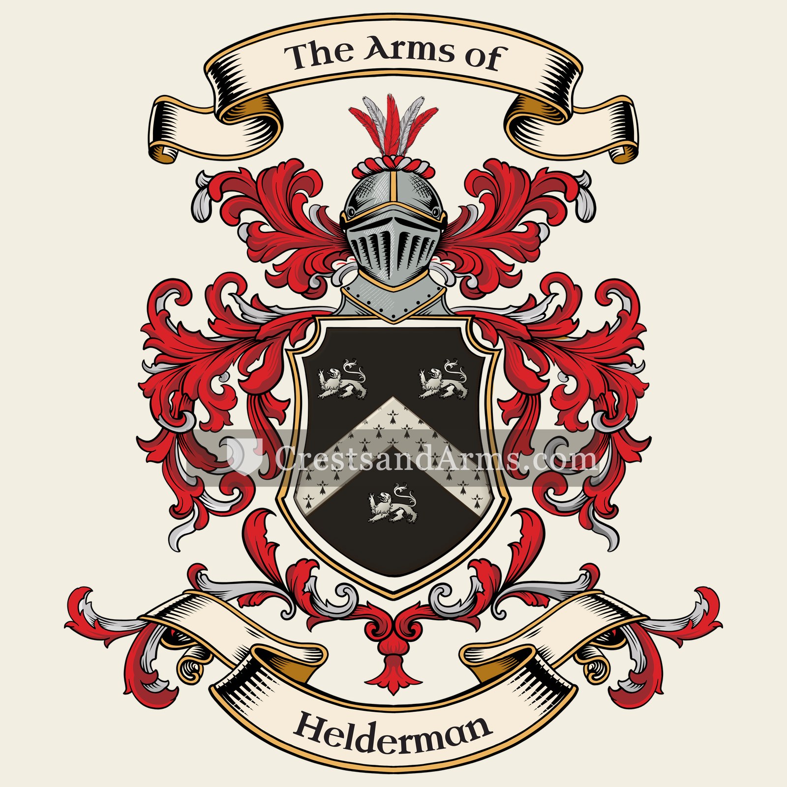 The Helderman coat of arms, drawn from the recorded blazon